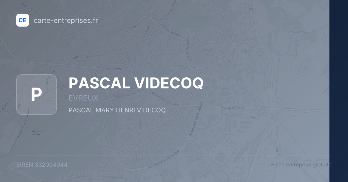 PASCAL VIDECOQ — 332094044 — fiche entreprise