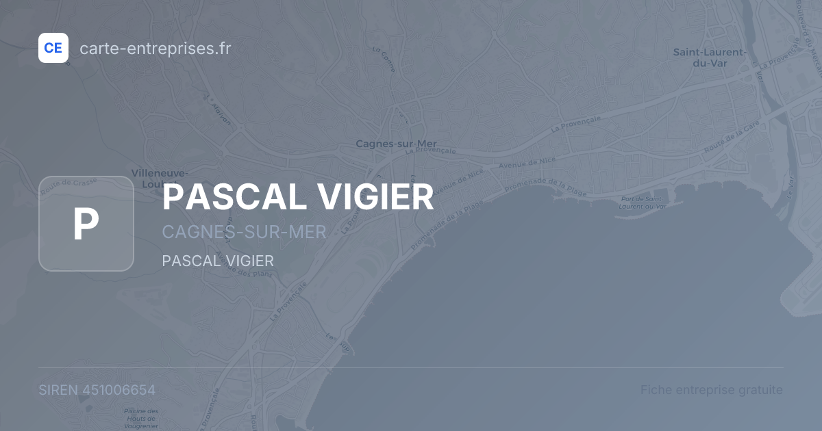 PASCAL VIGIER — 451006654 — fiche entreprise
