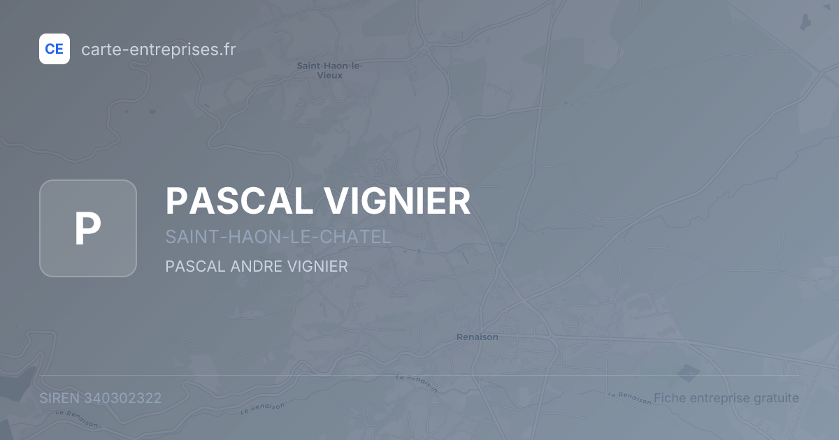 PASCAL VIGNIER — 340302322 — fiche entreprise