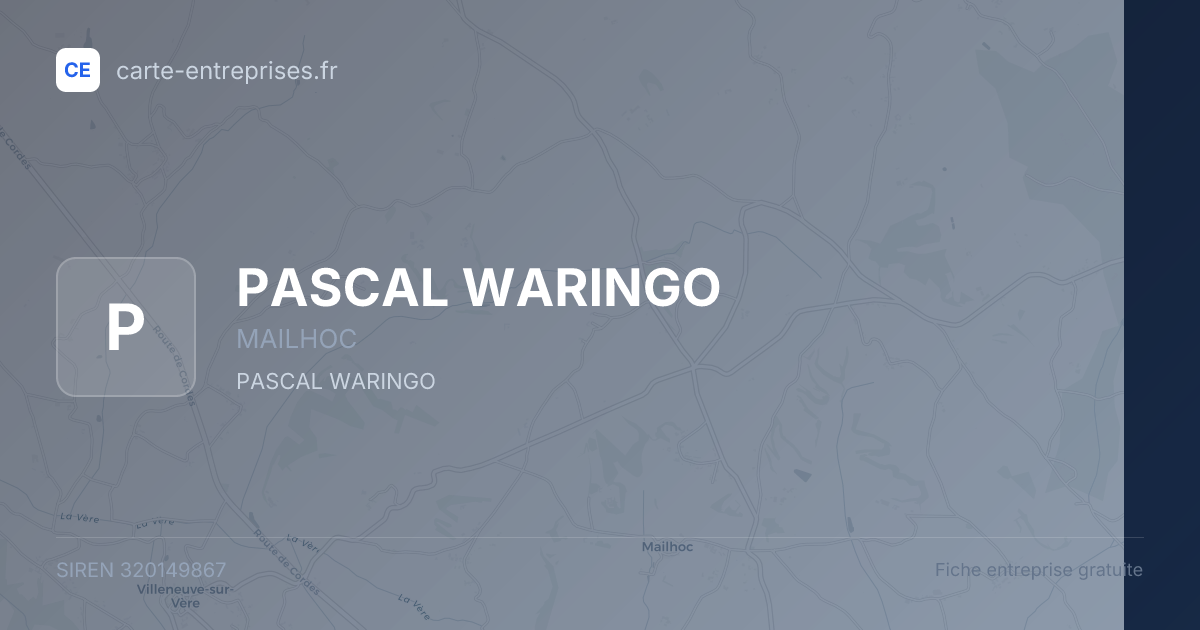PASCAL WARINGO — 320149867 — fiche entreprise