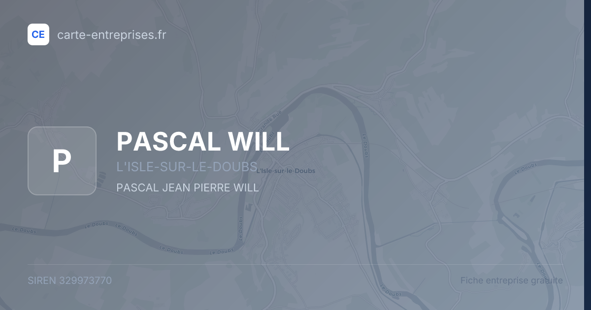 PASCAL WILL — 329973770 — fiche entreprise