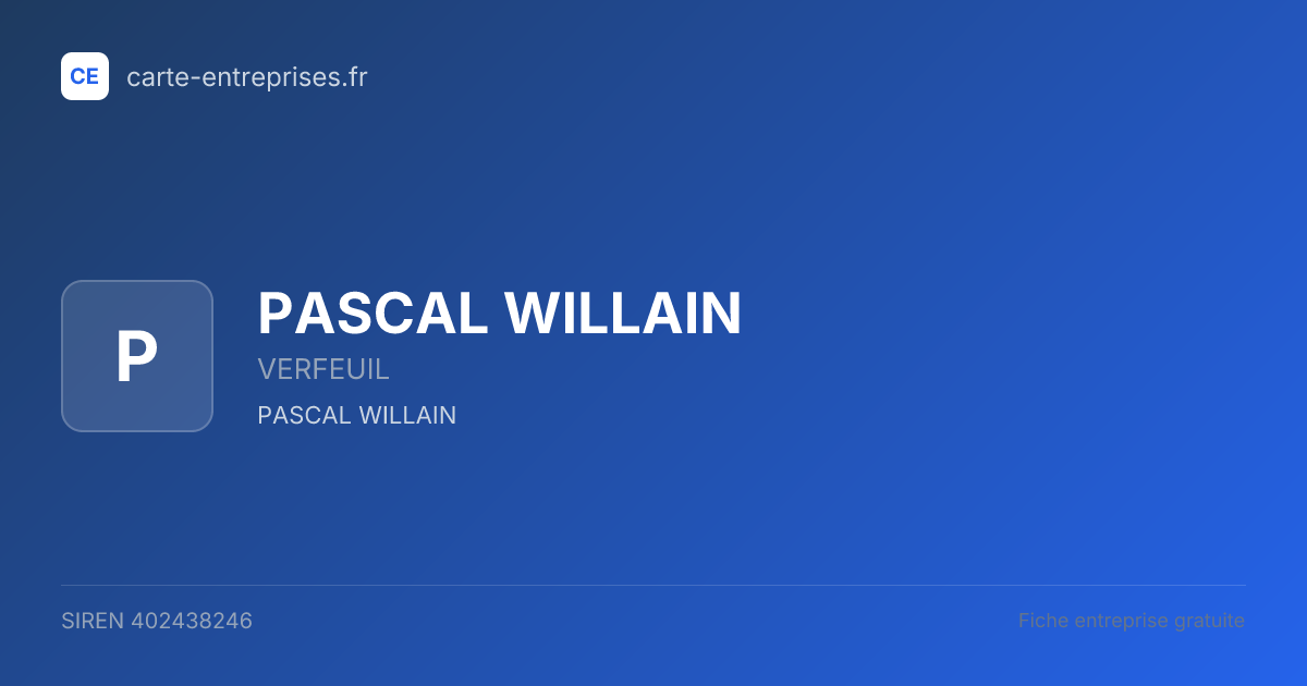 PASCAL WILLAIN — 402438246 — fiche entreprise