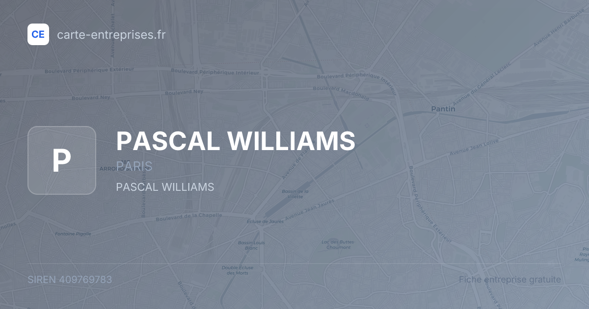PASCAL WILLIAMS — 409769783 — fiche entreprise