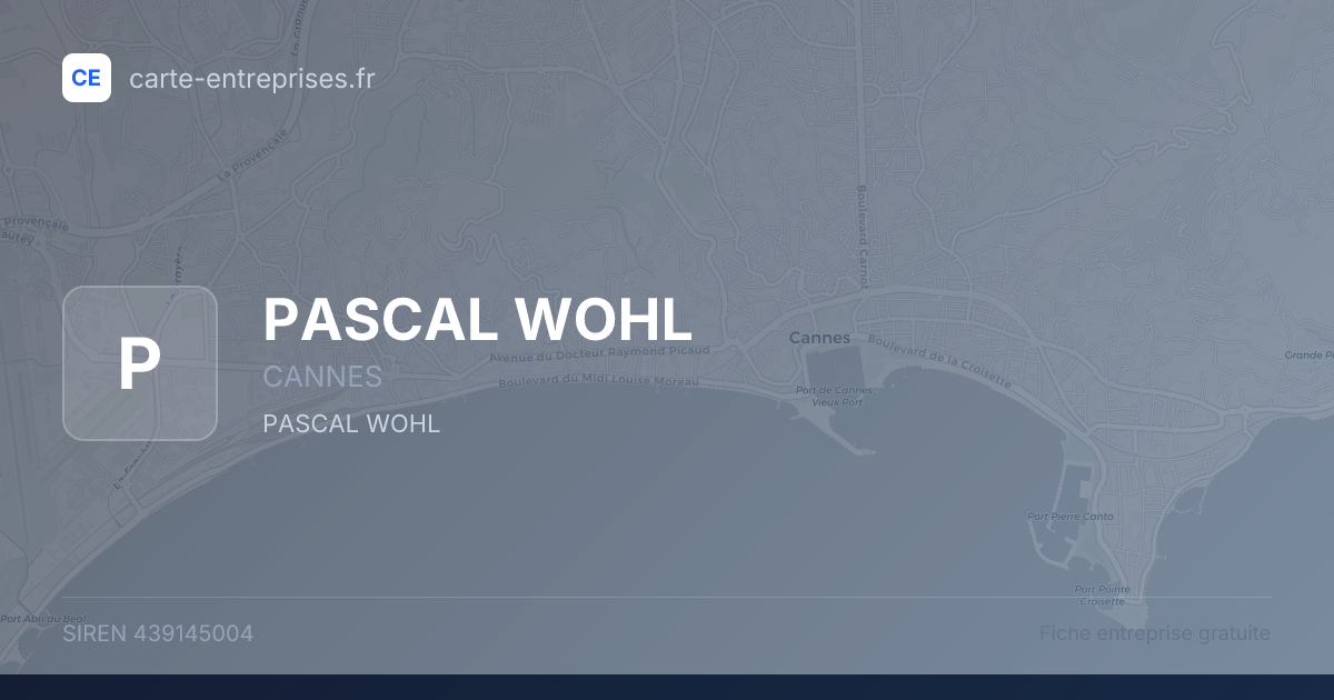 PASCAL WOHL — 439145004 — fiche entreprise