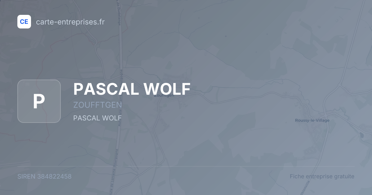 PASCAL WOLF — 384822458 — fiche entreprise