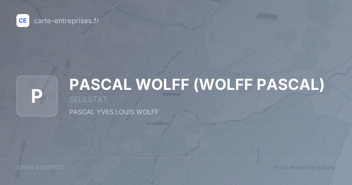 PASCAL WOLFF (WOLFF PASCAL) — 830911525 — fiche entreprise
