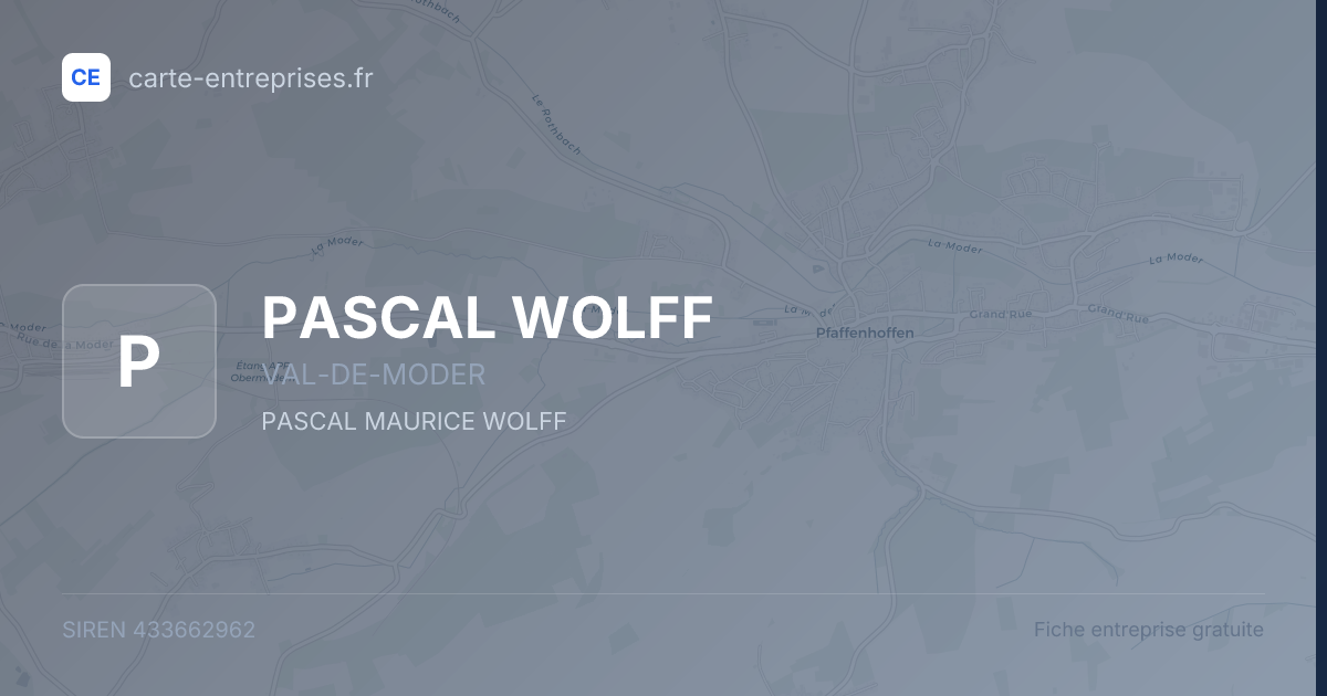 PASCAL WOLFF — 433662962 — fiche entreprise