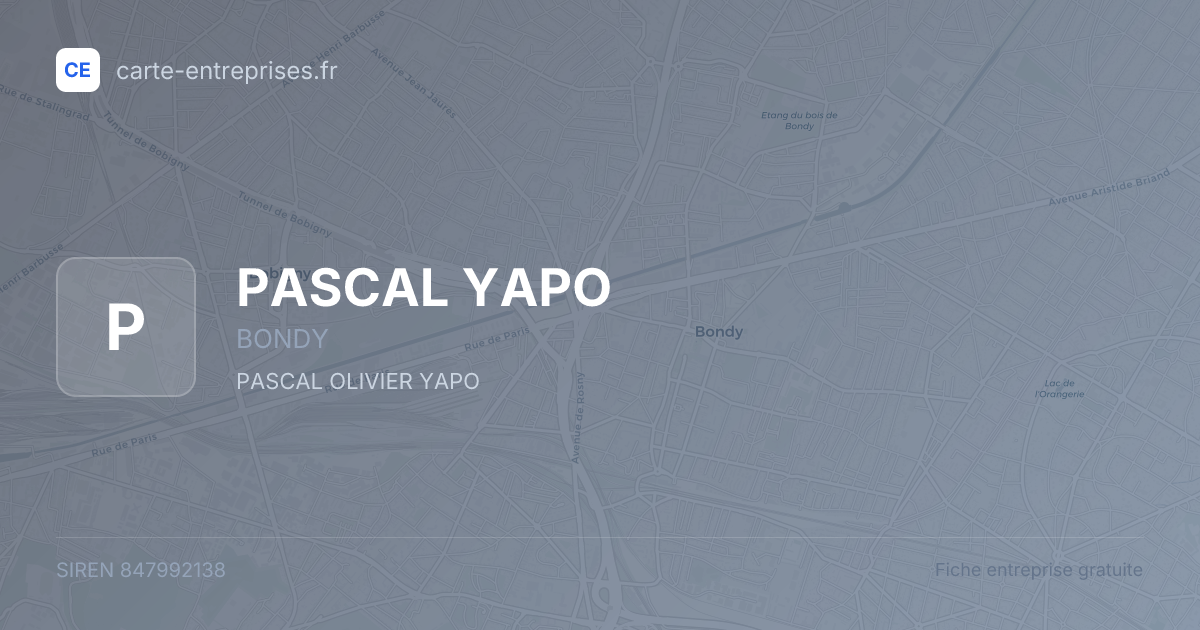 PASCAL YAPO — 847992138 — fiche entreprise