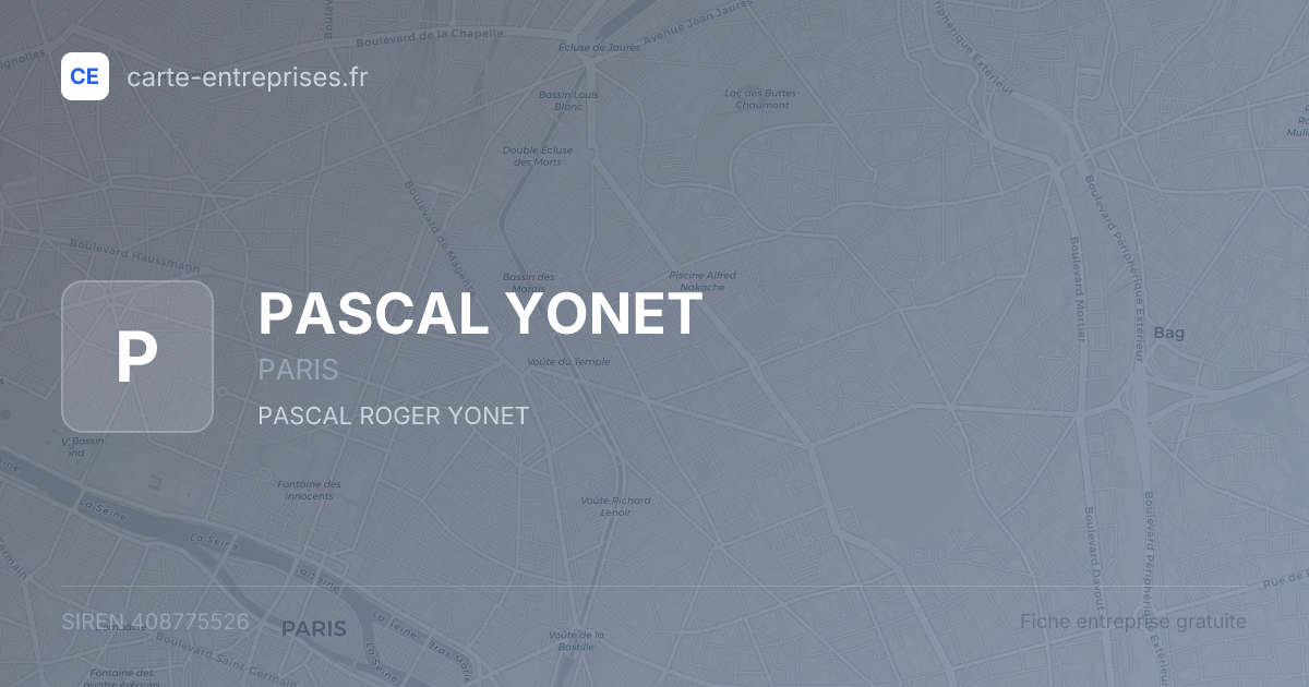 PASCAL YONET — 408775526 — fiche entreprise