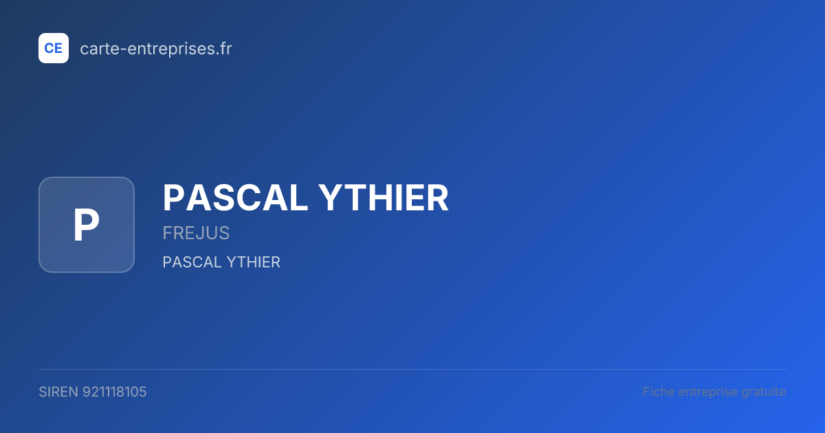 PASCAL YTHIER — 921118105 — fiche entreprise