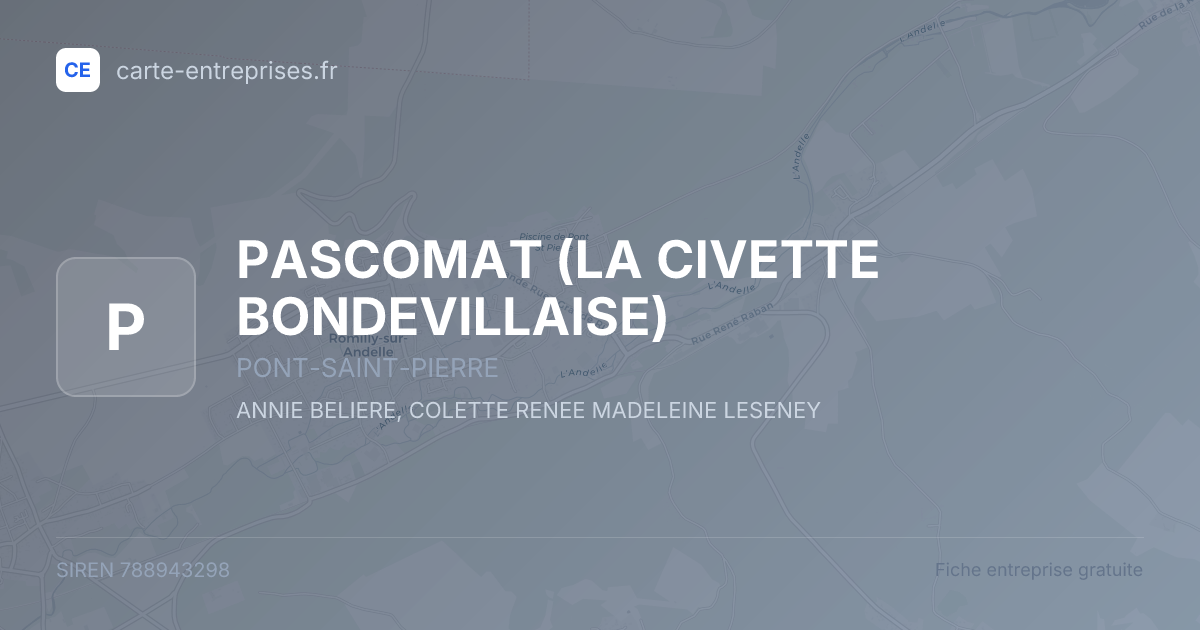 PASCOMAT (LA CIVETTE BONDEVILLAISE) — 788943298 — fiche entreprise