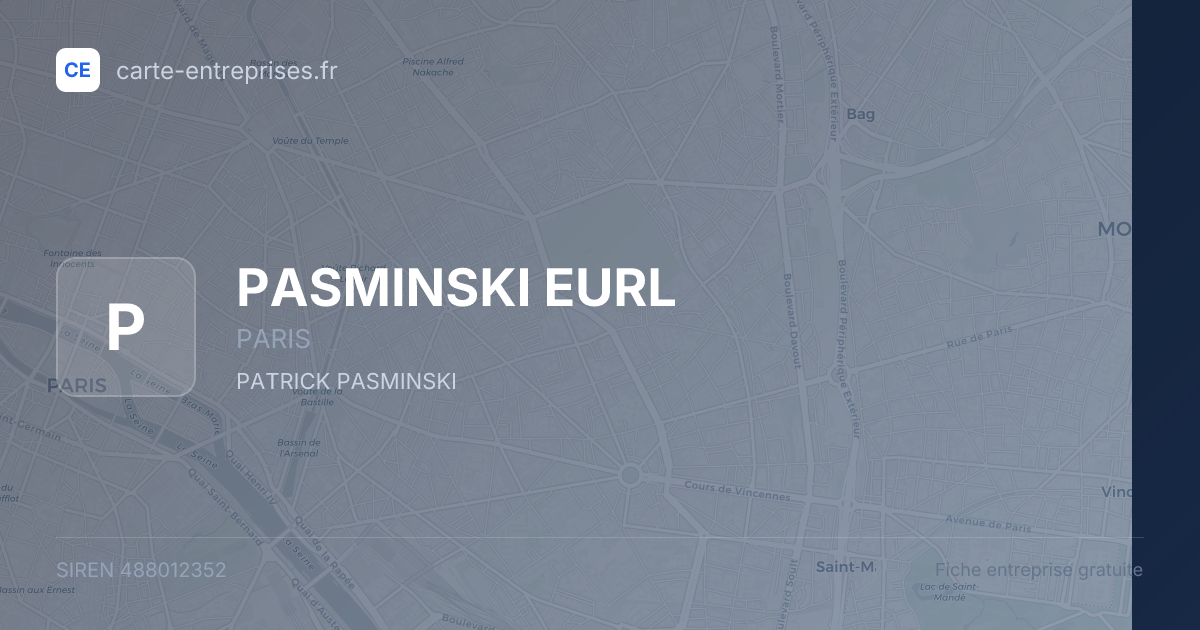 PASMINSKI EURL — 488012352 — fiche entreprise