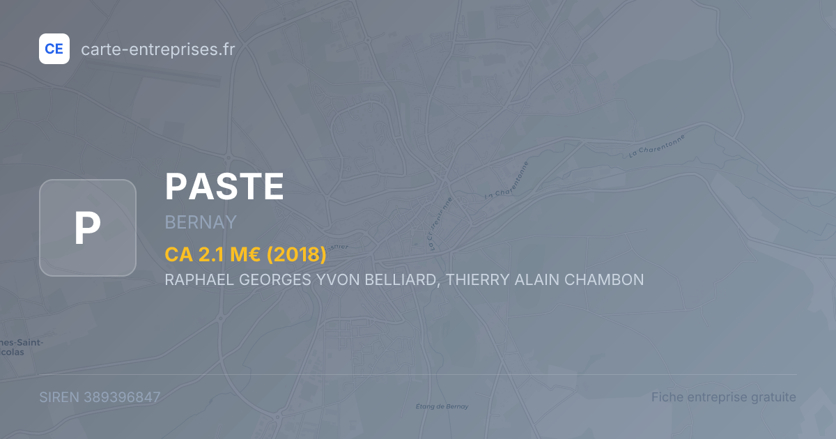 PASTE — 389396847 — fiche entreprise