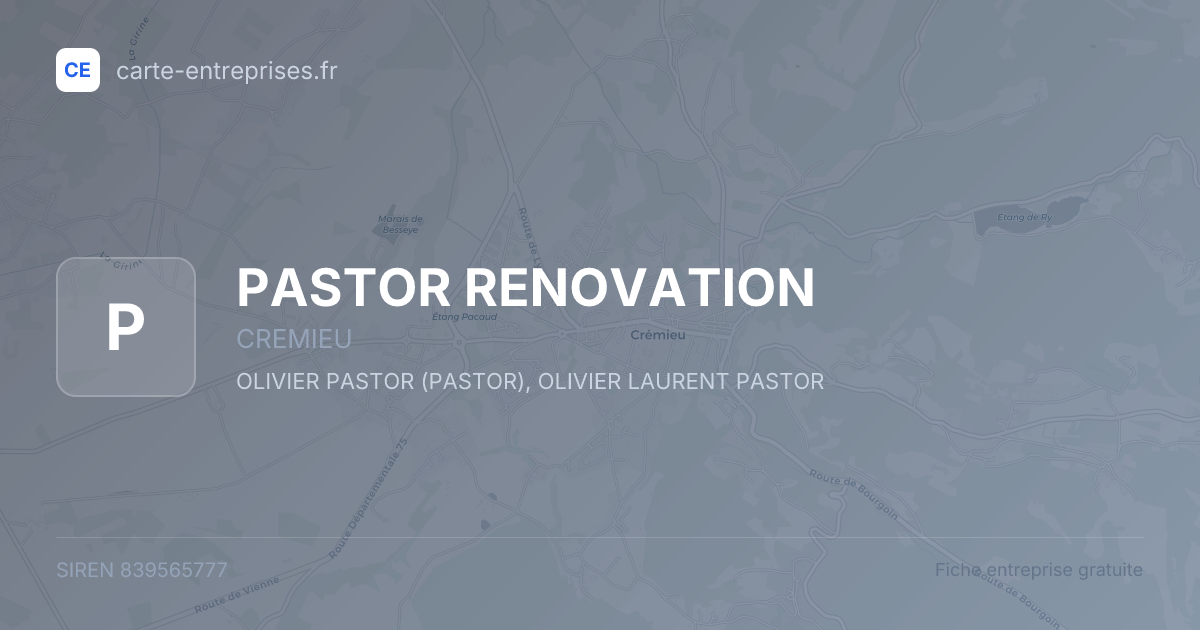 PASTOR RENOVATION — 839565777 — fiche entreprise
