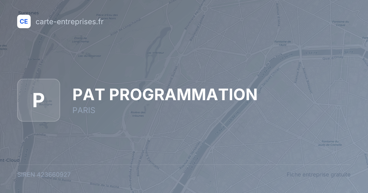 PAT PROGRAMMATION — 423660927 — fiche entreprise