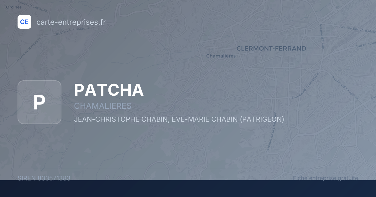 PATCHA — 833571383 — fiche entreprise