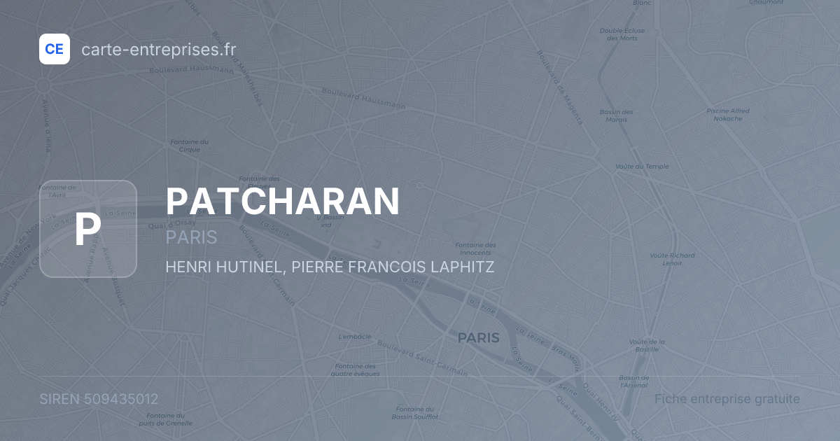 PATCHARAN — 509435012 — fiche entreprise