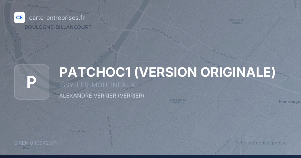 PATCHOC1 (VERSION ORIGINALE) — 830942371 — fiche entreprise