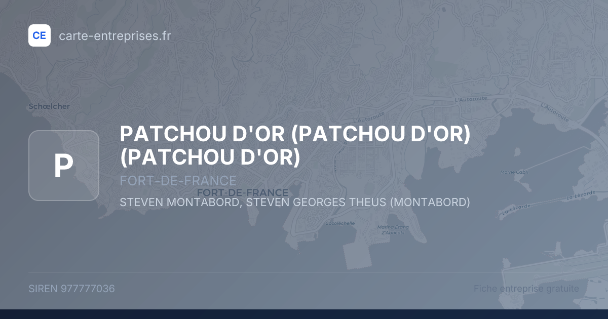 PATCHOU D'OR (PATCHOU D'OR) (PATCHOU D'OR) — 977777036 — fiche entreprise