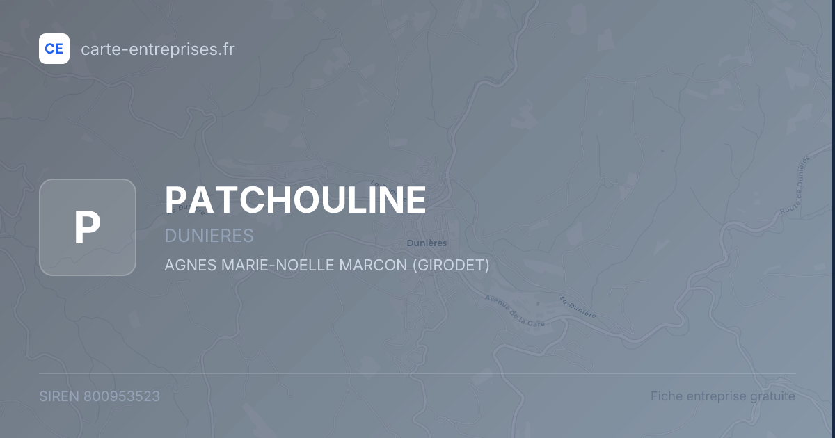 PATCHOULINE — 800953523 — fiche entreprise