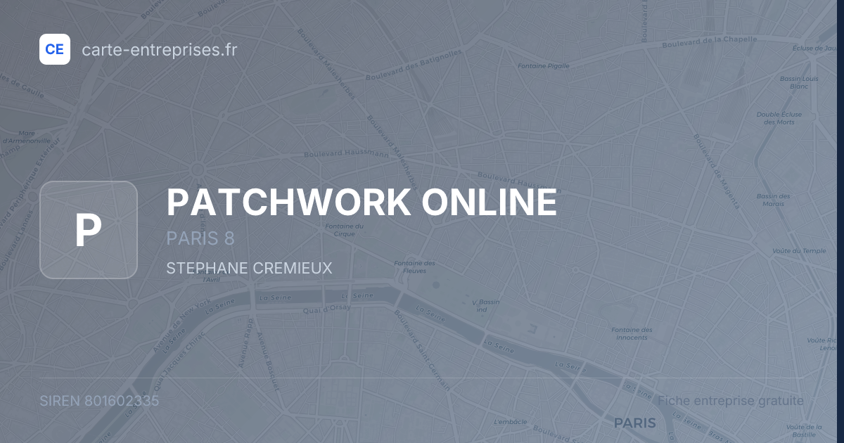 PATCHWORK ONLINE — 801602335 — fiche entreprise