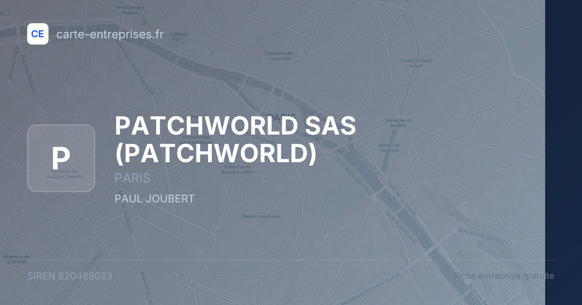 PATCHWORLD SAS (PATCHWORLD) — 820468023 — fiche entreprise