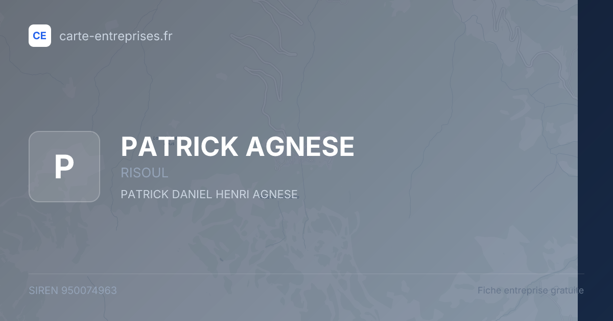 PATRICK AGNESE — 950074963 — fiche entreprise