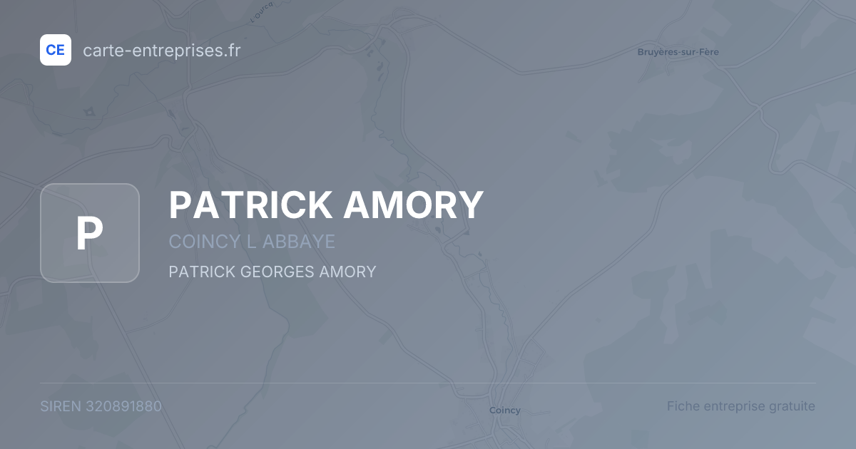 PATRICK AMORY — 320891880 — fiche entreprise