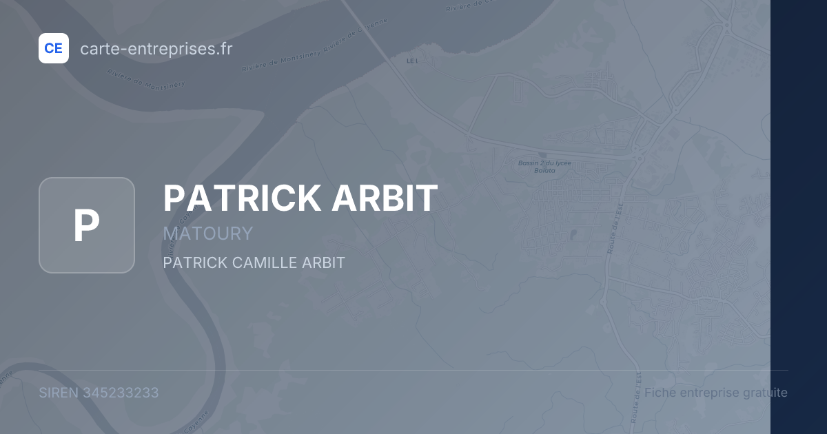 PATRICK ARBIT — 345233233 — fiche entreprise