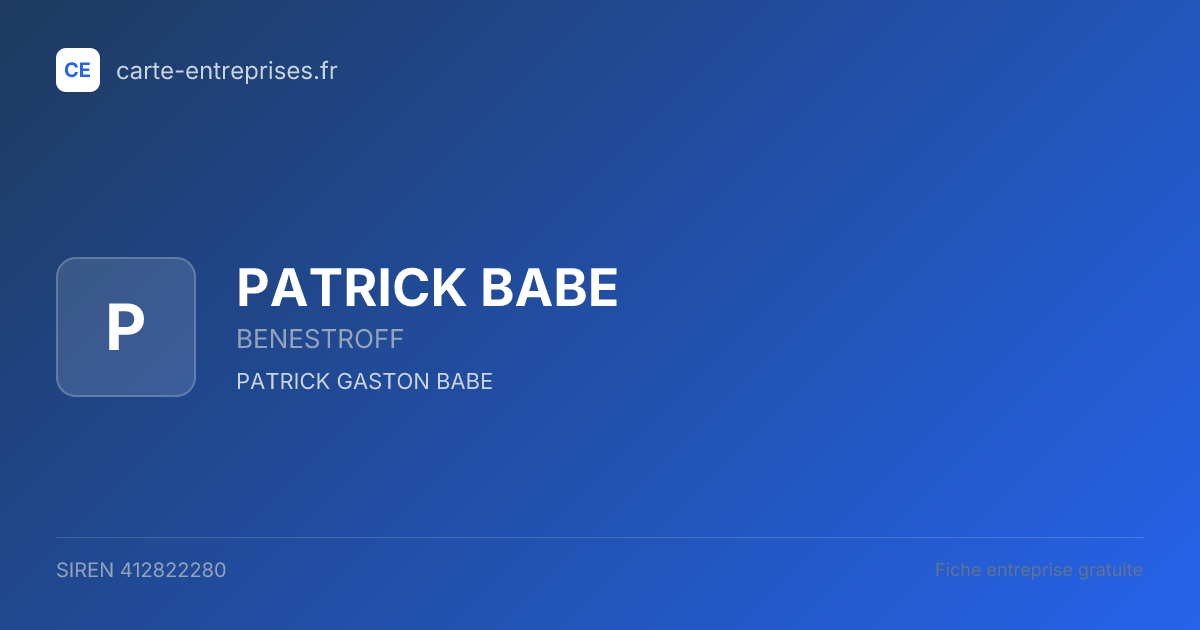 PATRICK BABE — 412822280 — fiche entreprise