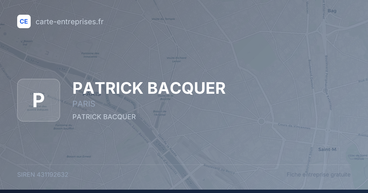 PATRICK BACQUER — 431192632 — fiche entreprise