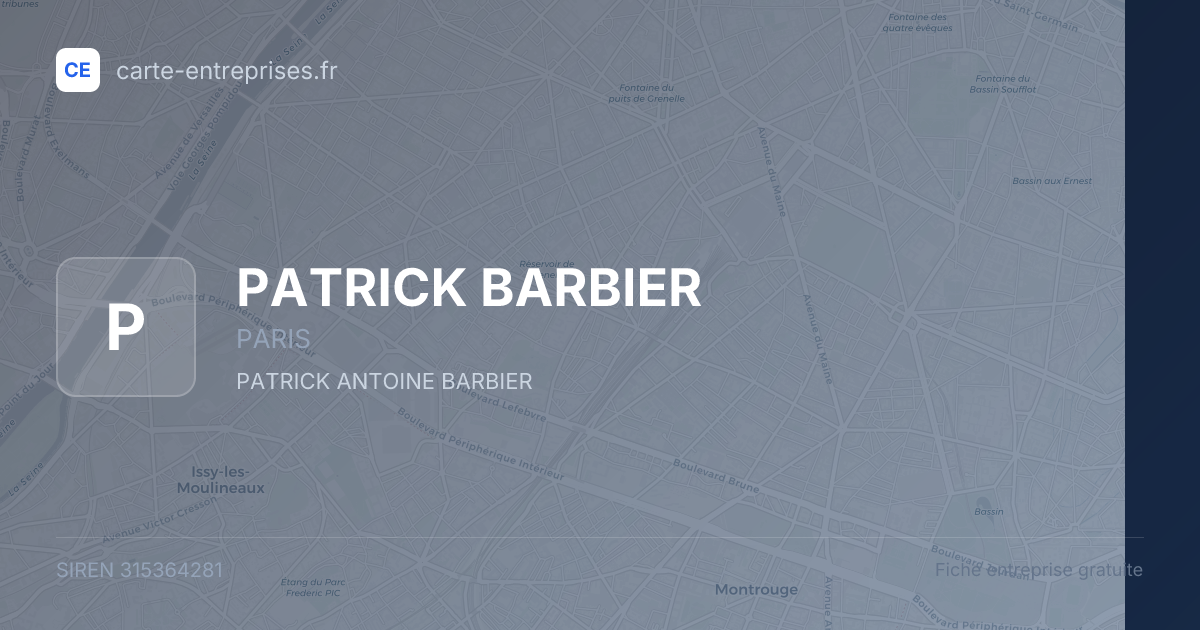 PATRICK BARBIER — 315364281 — fiche entreprise