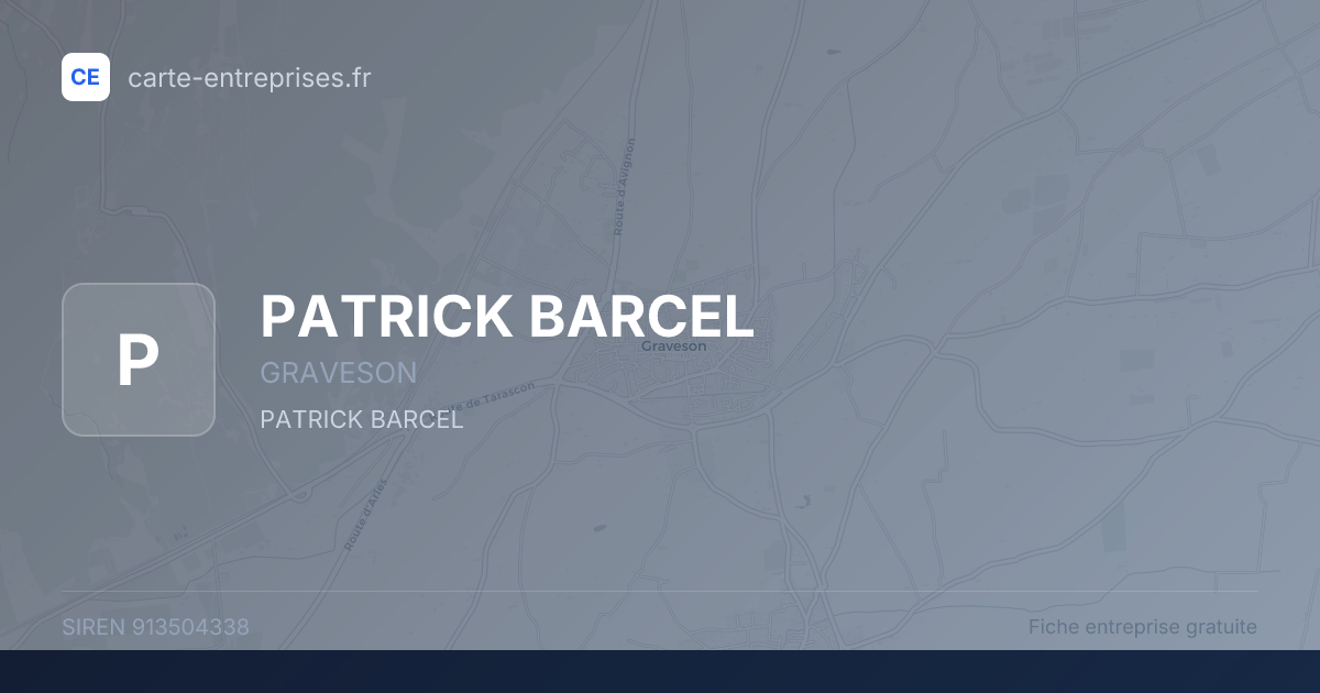 PATRICK BARCEL — 913504338 — fiche entreprise