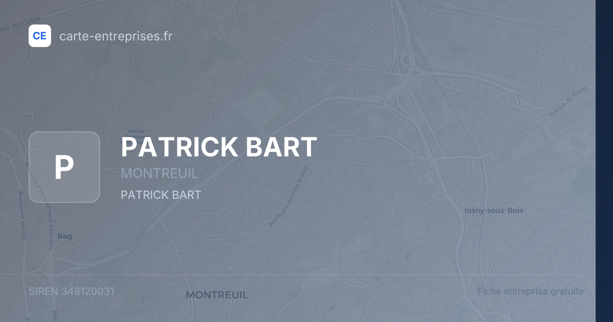 PATRICK BART — 348120031 — fiche entreprise