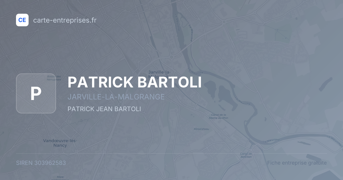 PATRICK BARTOLI — 303962583 — fiche entreprise