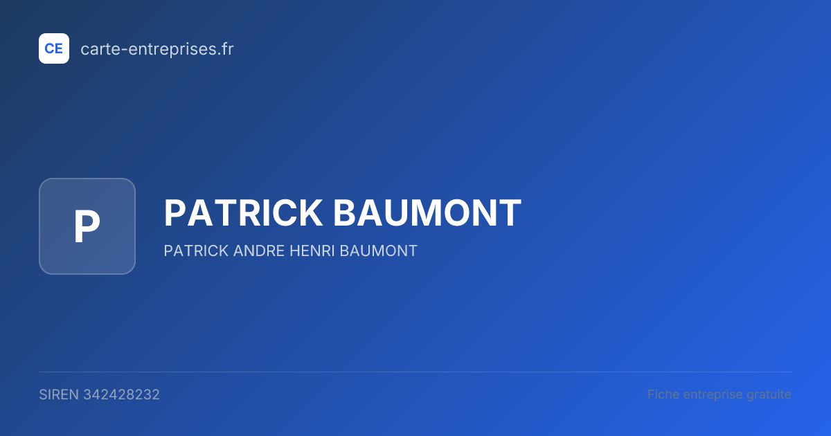 PATRICK BAUMONT — 342428232 — fiche entreprise