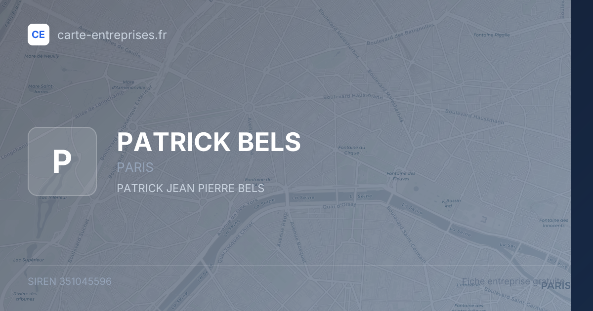 PATRICK BELS — 351045596 — fiche entreprise