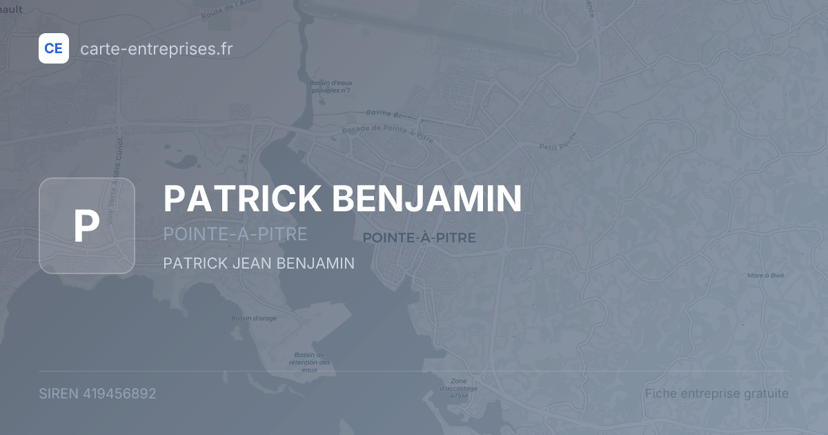 PATRICK BENJAMIN — 419456892 — fiche entreprise