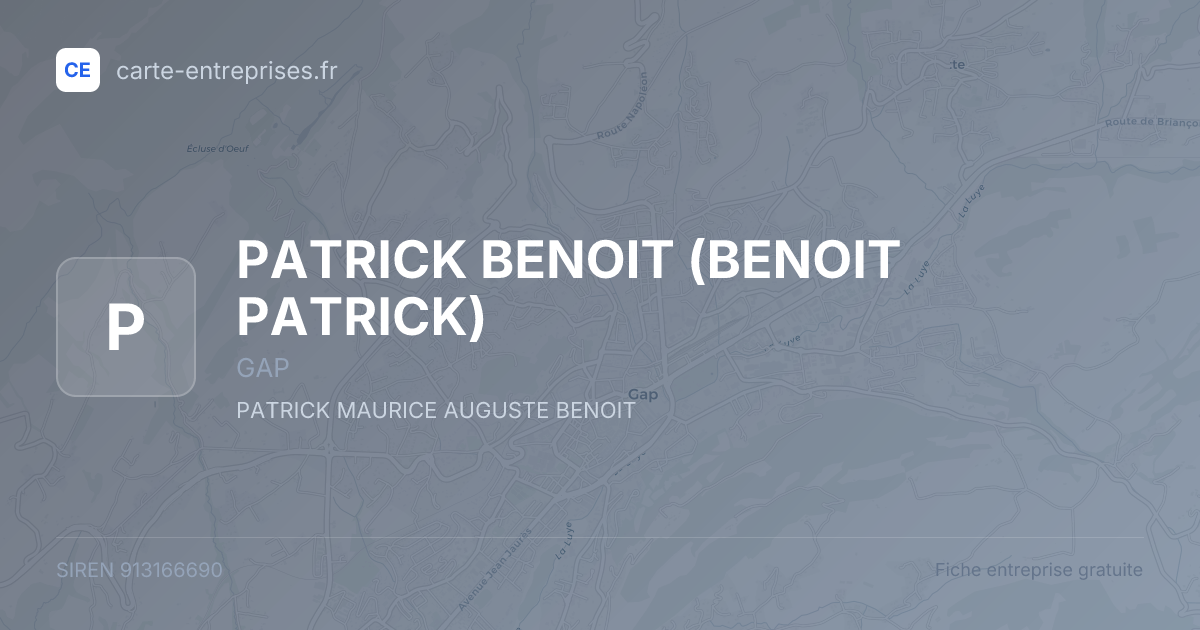 PATRICK BENOIT (BENOIT PATRICK) — 913166690 — fiche entreprise