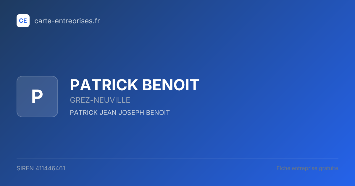 PATRICK BENOIT — 411446461 — fiche entreprise