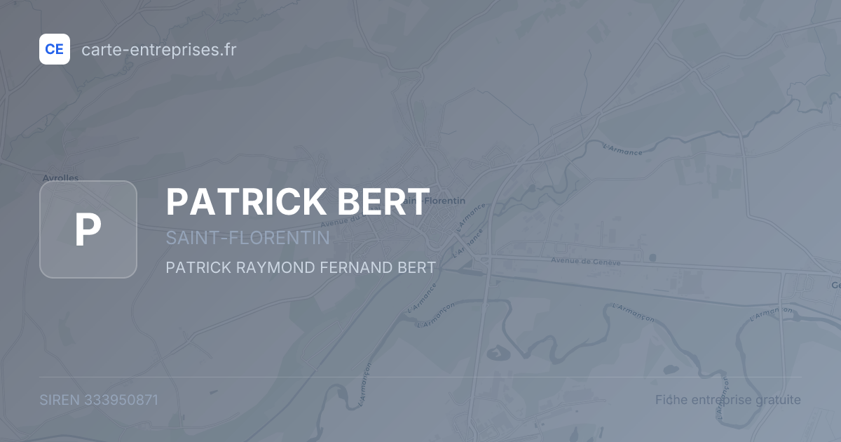 PATRICK BERT — 333950871 — fiche entreprise