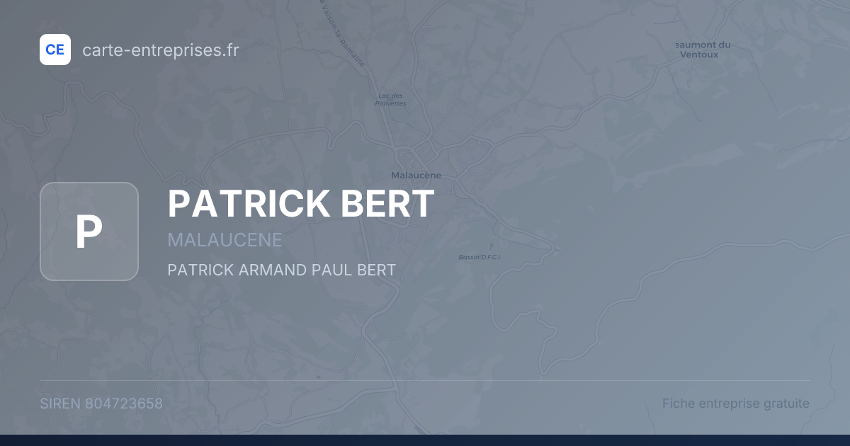 PATRICK BERT — 804723658 — fiche entreprise