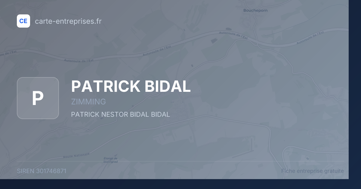PATRICK BIDAL — 301746871 — fiche entreprise