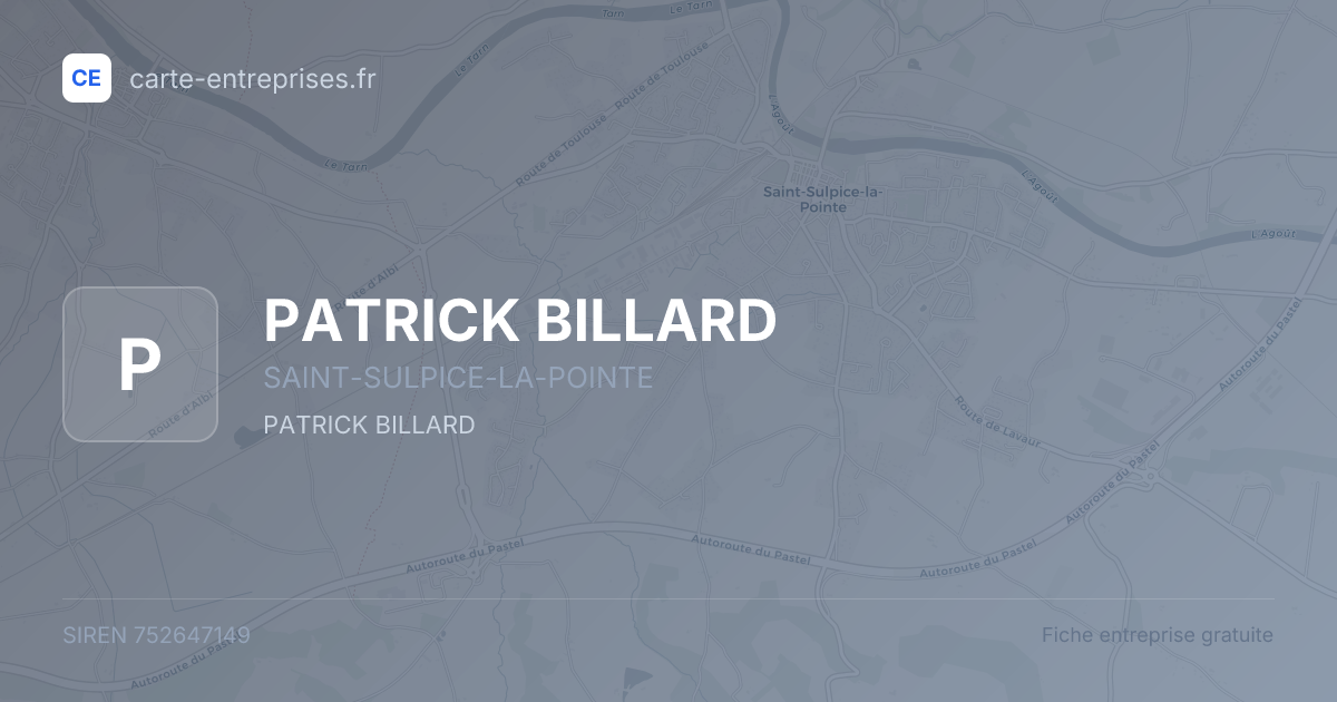 PATRICK BILLARD — 752647149 — fiche entreprise
