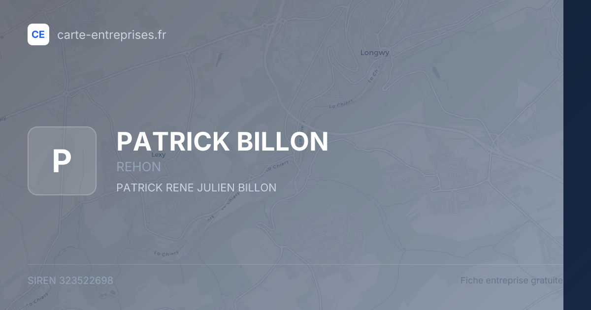 PATRICK BILLON — 323522698 — fiche entreprise