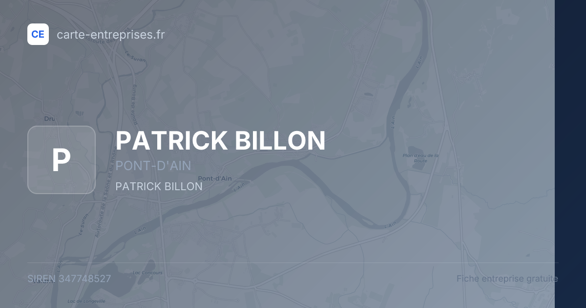 PATRICK BILLON — 347748527 — fiche entreprise