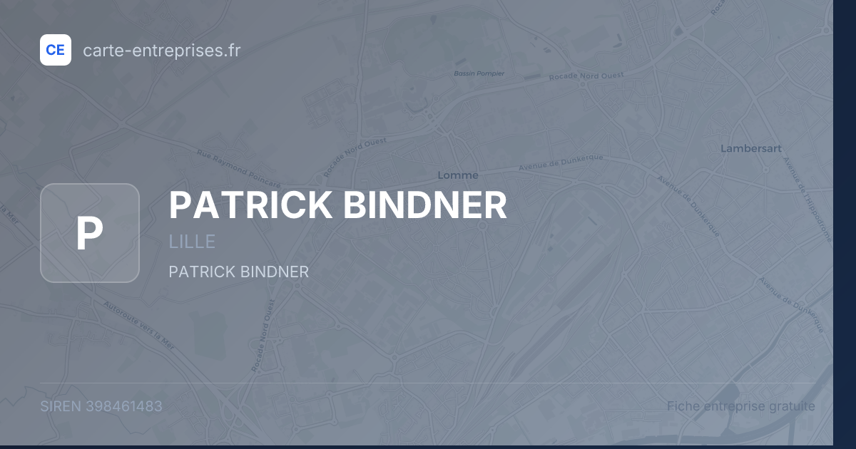 PATRICK BINDNER — 398461483 — fiche entreprise