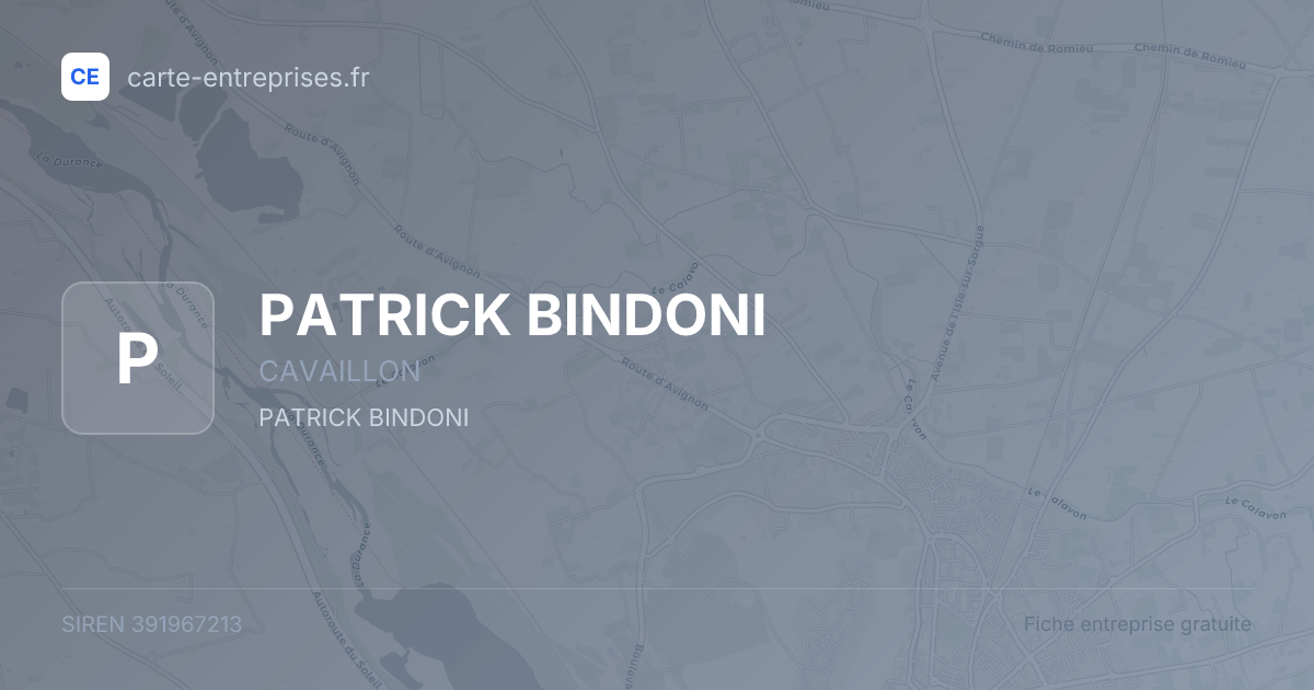 PATRICK BINDONI — 391967213 — fiche entreprise