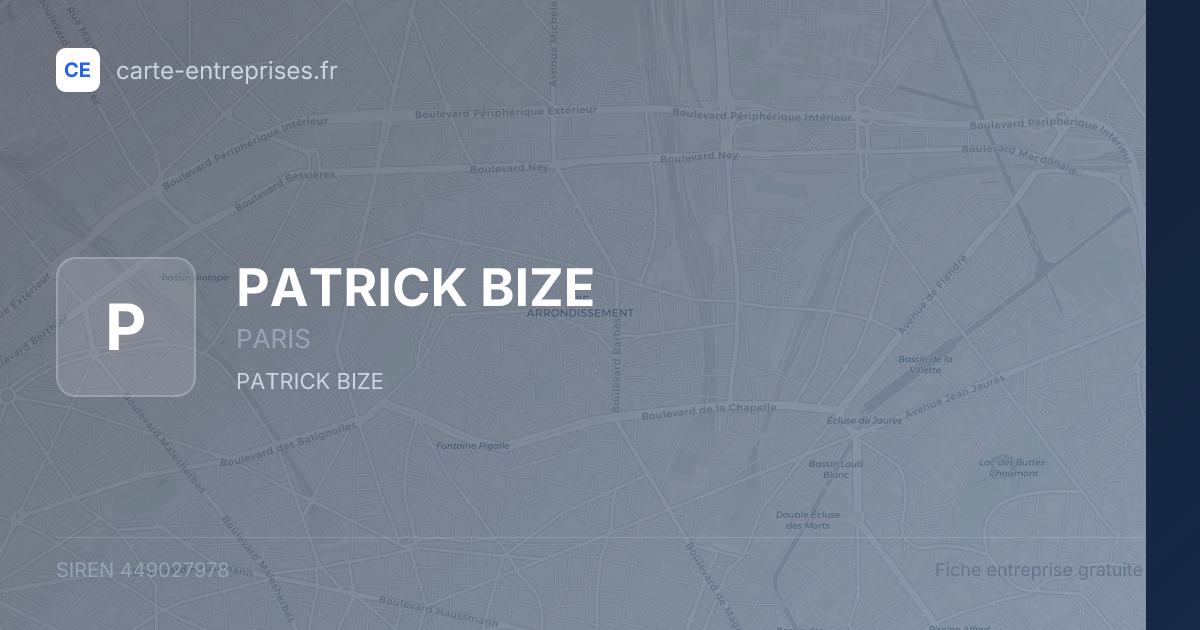 PATRICK BIZE — 449027978 — fiche entreprise