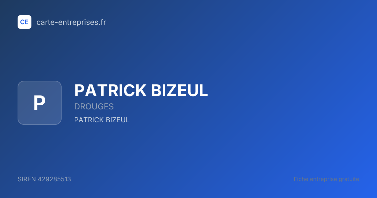 PATRICK BIZEUL — 429285513 — fiche entreprise